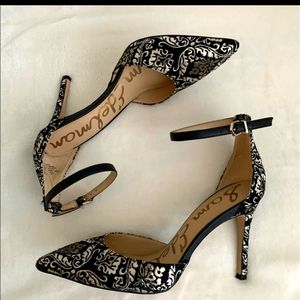 Sam Edelman black + gold Harlow pumps
